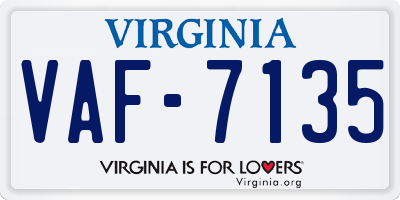 VA license plate VAF7135