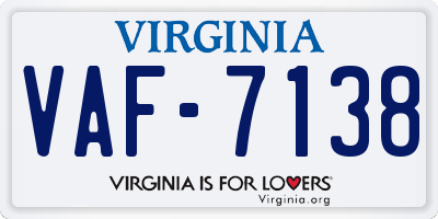 VA license plate VAF7138
