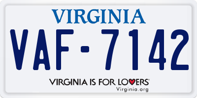 VA license plate VAF7142