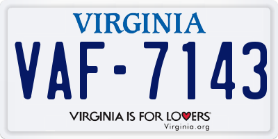 VA license plate VAF7143