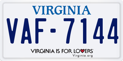 VA license plate VAF7144