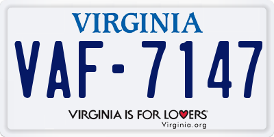 VA license plate VAF7147