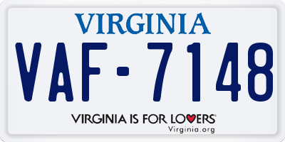 VA license plate VAF7148
