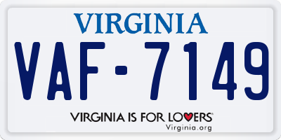 VA license plate VAF7149