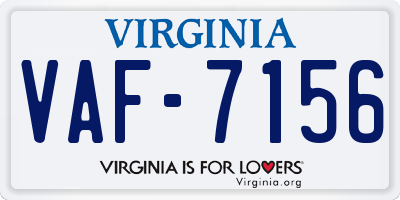 VA license plate VAF7156