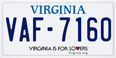 VA license plate VAF7160