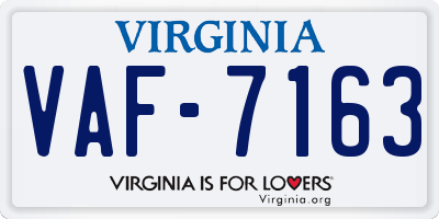 VA license plate VAF7163