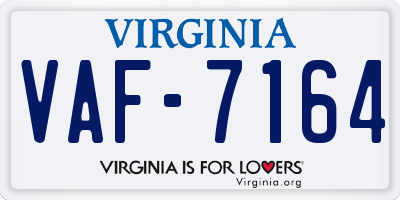 VA license plate VAF7164