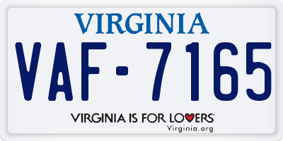 VA license plate VAF7165