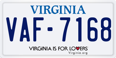 VA license plate VAF7168