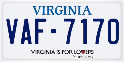 VA license plate VAF7170