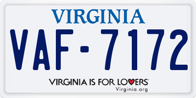 VA license plate VAF7172