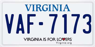 VA license plate VAF7173