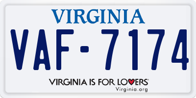 VA license plate VAF7174