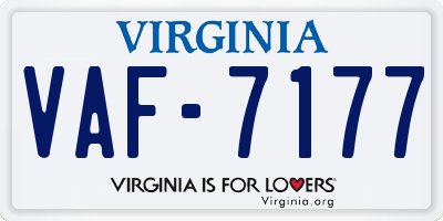 VA license plate VAF7177