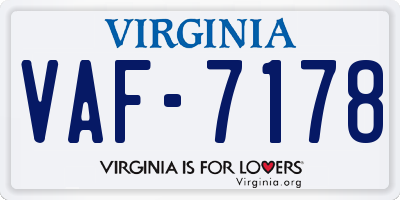 VA license plate VAF7178