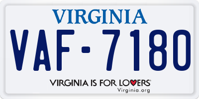 VA license plate VAF7180