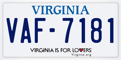 VA license plate VAF7181