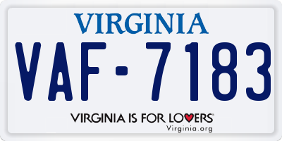 VA license plate VAF7183