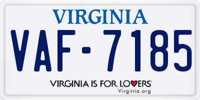 VA license plate VAF7185