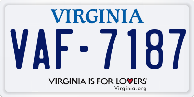 VA license plate VAF7187