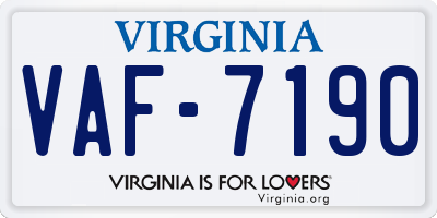 VA license plate VAF7190