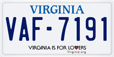 VA license plate VAF7191