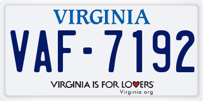 VA license plate VAF7192