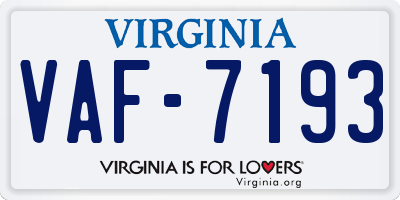 VA license plate VAF7193