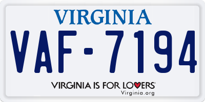 VA license plate VAF7194
