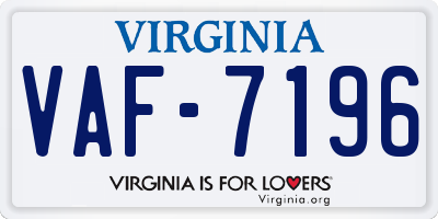 VA license plate VAF7196