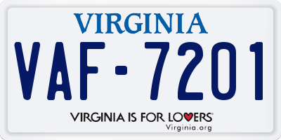 VA license plate VAF7201