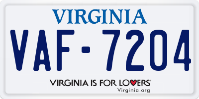 VA license plate VAF7204