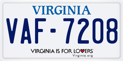 VA license plate VAF7208