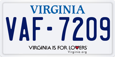 VA license plate VAF7209