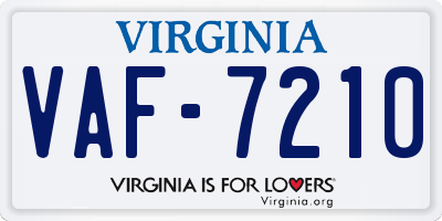 VA license plate VAF7210