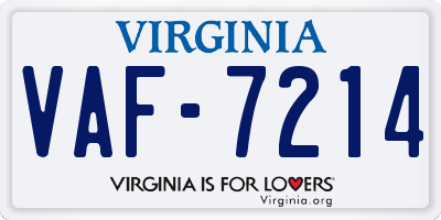 VA license plate VAF7214