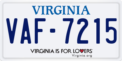 VA license plate VAF7215