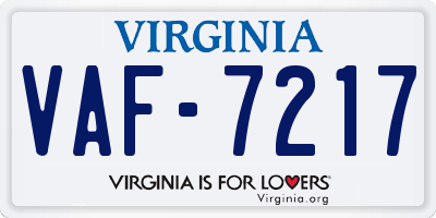 VA license plate VAF7217