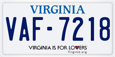 VA license plate VAF7218