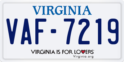 VA license plate VAF7219