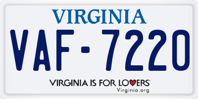 VA license plate VAF7220