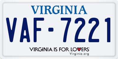 VA license plate VAF7221