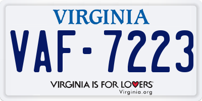 VA license plate VAF7223
