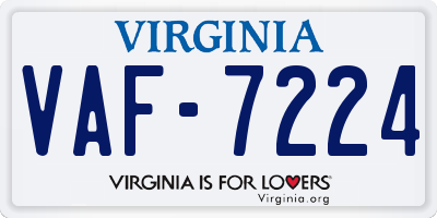 VA license plate VAF7224