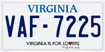 VA license plate VAF7225