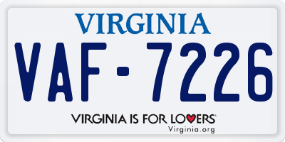 VA license plate VAF7226
