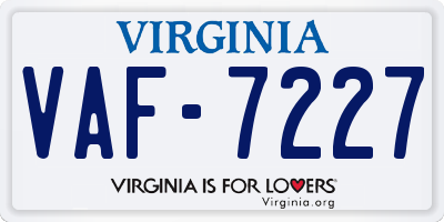 VA license plate VAF7227