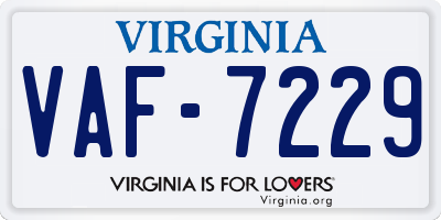 VA license plate VAF7229