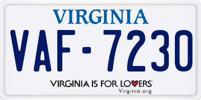 VA license plate VAF7230